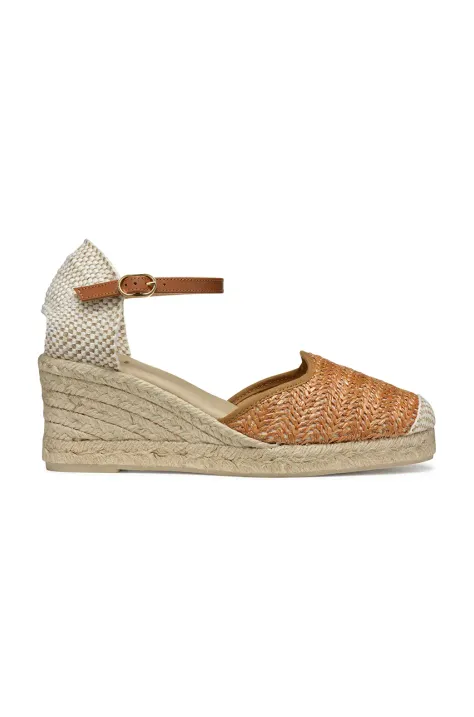 Geox espadryle D GELSA LOW kolor brązowy na koturnie D55NGE 02MLM C5006