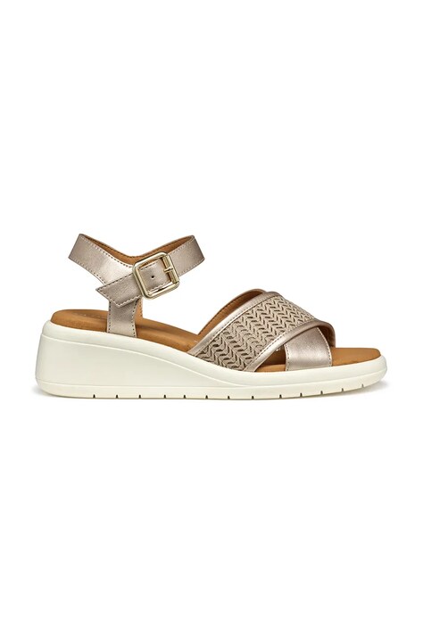 Sandály Geox D MELICONIA dámské, zlatá barva, na klínku, D550EG 0NFDS CB5A5