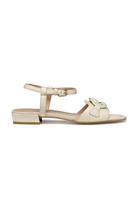 Geox sandale de piele D NEW ERAKLIA 15 femei, culoarea bej, cu toc drept, D5580D 000TU C1122