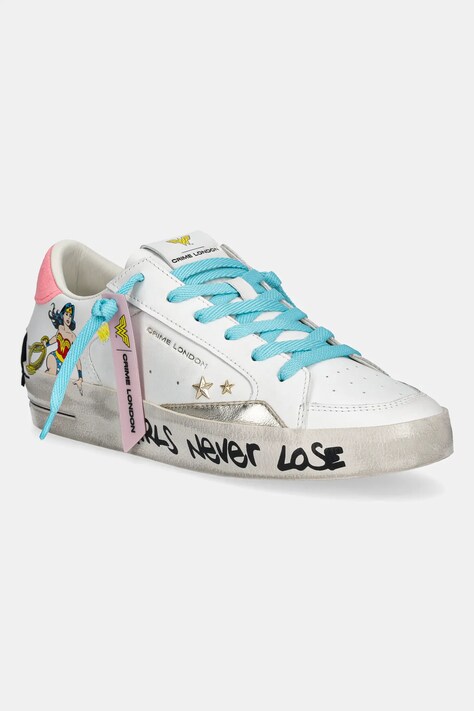 Crime London sneakers din piele DISTRESSED femei, culoarea alb, 88250PP7