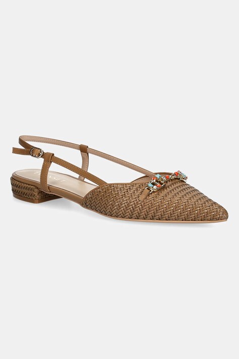 Baleríny Twinset hnědá barva, s odkrytou patou, 251TGT052
