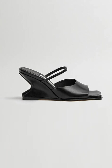 Miista papuci de piele Egle culoarea negru, toc pana, MI_5668