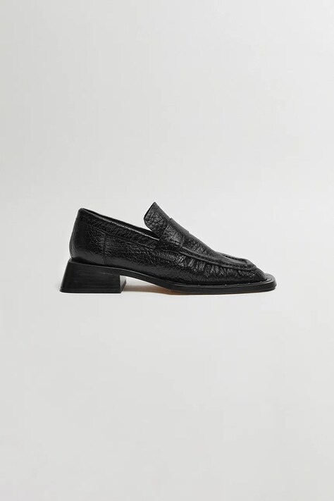 Miista mocasini de piele Airi femei, culoarea negru, cu toc plat, MI_5620