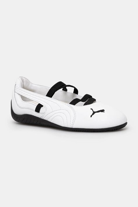 Puma balerini de piele Speedcat Ballet culoarea alb, 403587