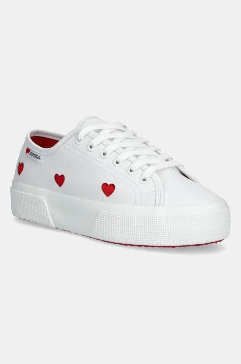 Superga trampki PLATFORM HEARTS VEGAN MAT damskie kolor biały S8137HW