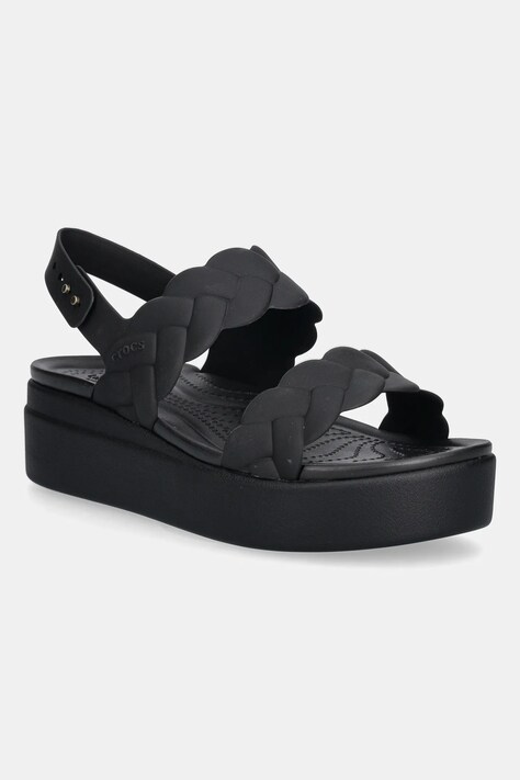 Crocs sandale Brooklyn Woven Upper Low Wedge culoarea negru, cu platformă, 209977