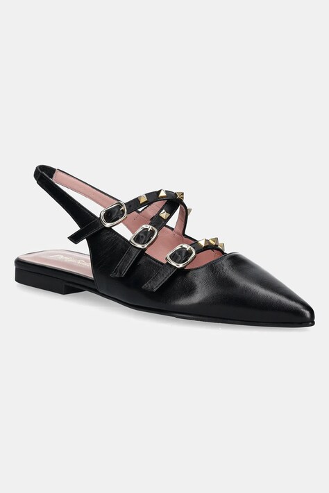 Pretty Ballerinas balerini de piele Yvette culoarea negru, cu toc deschis, 52136_A