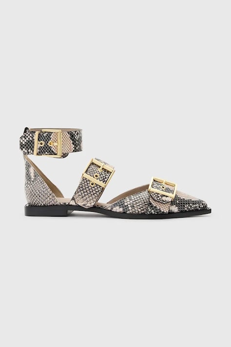 Кожаные балетки AllSaints Sutton Shoe цвет серебрянный W011FC