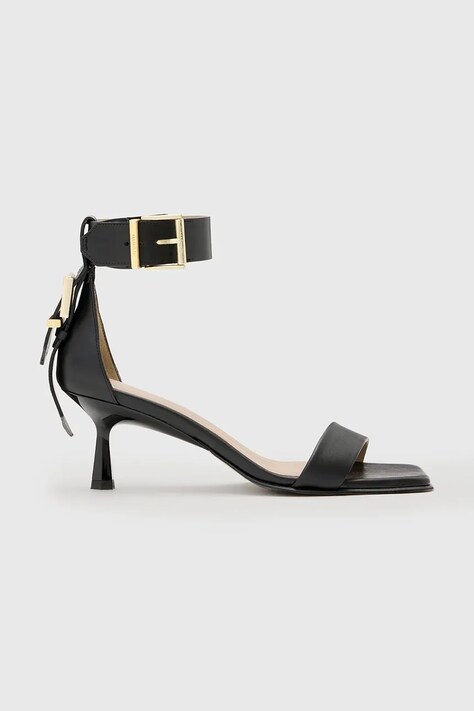 AllSaints sandale de piele Noir Low Sandal culoarea negru, W064FC