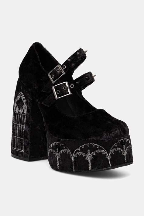 Lodičky Koi Footwear DPK-33 černá barva, na podpatku, Lady Menace Grunge Crushed Velvet