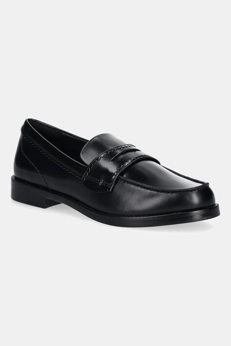 Clarks Originals leather loafers Straven Edge women's black color 26181277