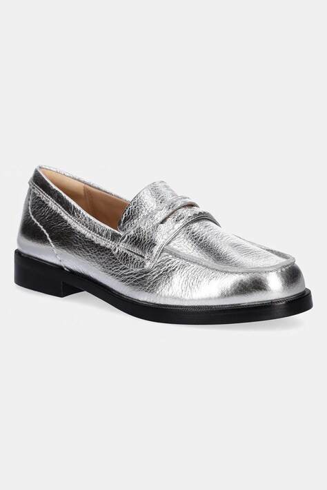 Clarks Originals leather loafers Straven Edge silver color 26181275