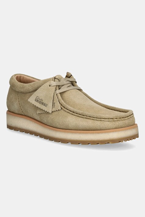Clarks Originals półbuty zamszowe Walla Scout Lo damskie kolor beżowy na płaskim obcasie 26180446