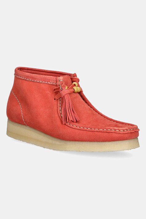 Clarks Originals półbuty zamszowe Wallabee Boot damskie kolor pomarańczowy na platformie 26181112