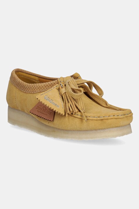 Clarks Originals mokasyny zamszowe Wallabee damskie kolor żółty na platformie 26180169