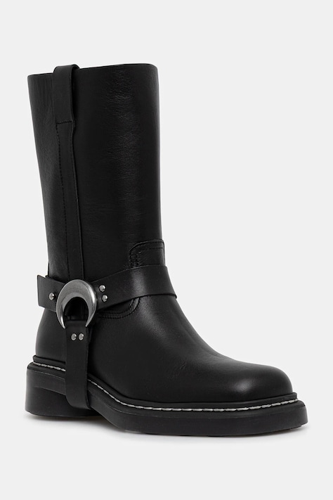 Kožne gležnjače Marine Serre Smooth Leather MS Moto boja: crna, ravni potplat, WFW045A.RLEA0017