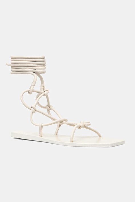 Kožené sandály Rick Owens Lilies Penta dámské, béžová barva, LI01E4808