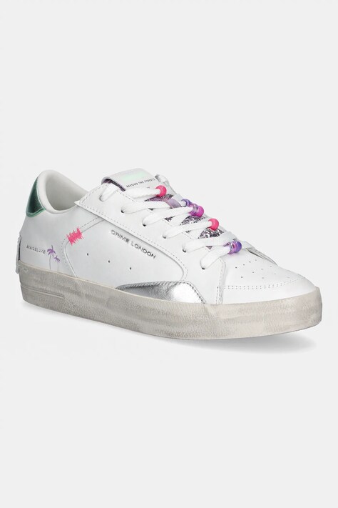 Kožené sneakers boty Crime London SK8 DELUXE bílá barva, 20100PP7