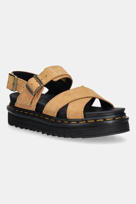 Sandale od brušene kože Dr. Martens Voss II Sandal za žene, boja: smeđa, s platformom, DM40930200