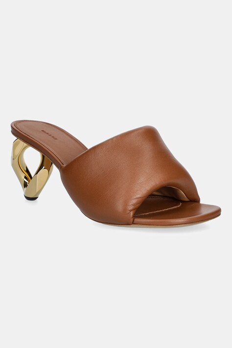 Kožené šľapky JW Anderson Chain Heel Open Mule hnedá farba, na podpätku, SN0076.LA0161.640