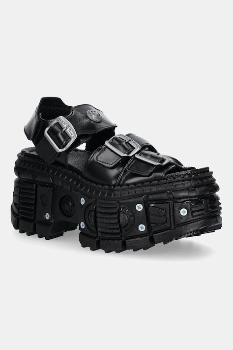 New Rock sandale de piele ANTIK culoarea negru, cu platforma, M-BIOS101-C23