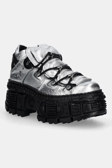 New Rock buty skórzane Floater Plata, Tank Casco Negro Sin damskie kolor srebrny M-106WALL-C16