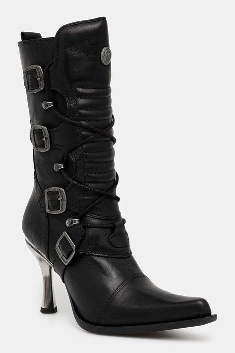 New Rock cizme de piele culoarea negru, cu toc cui, M-9373-S2