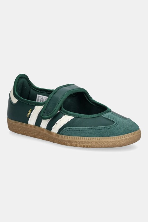 adidas Originals baleriny skórzane dziecięce Samba Jane W kolor zielony JR7340