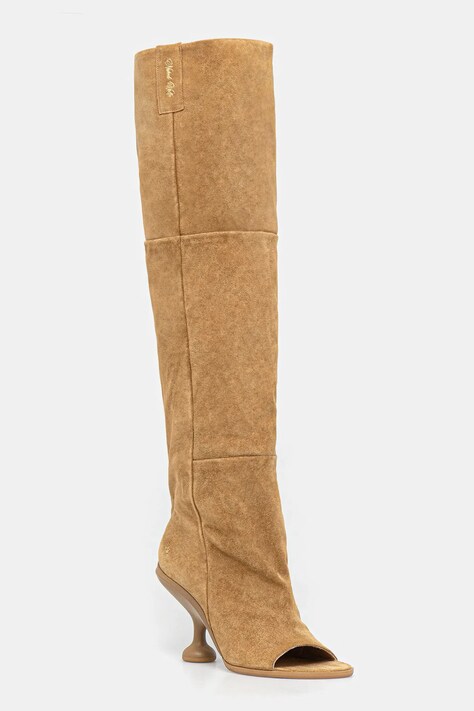 Naked Wolfe kozaki zamszowe KIND damskie kolor brązowy na słupku Kind.Cow.Suede.Camel