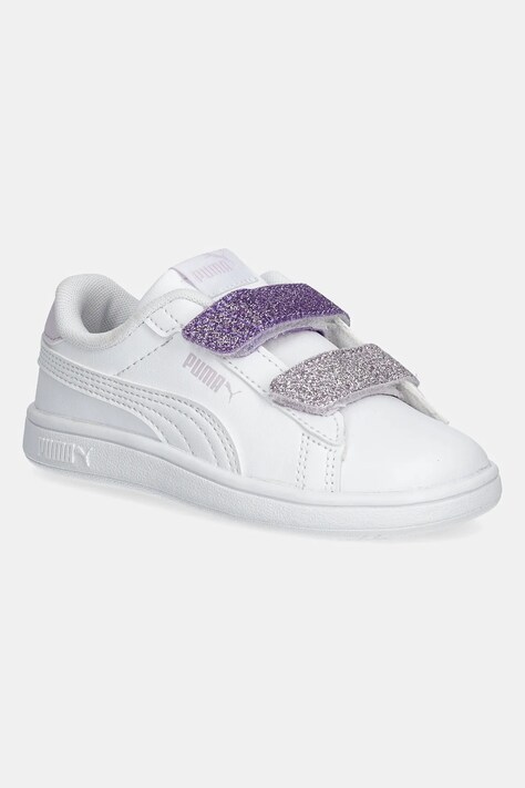 Детски маратонки Puma Smash 3.0 L Glitter Velcro V в бяло 395610