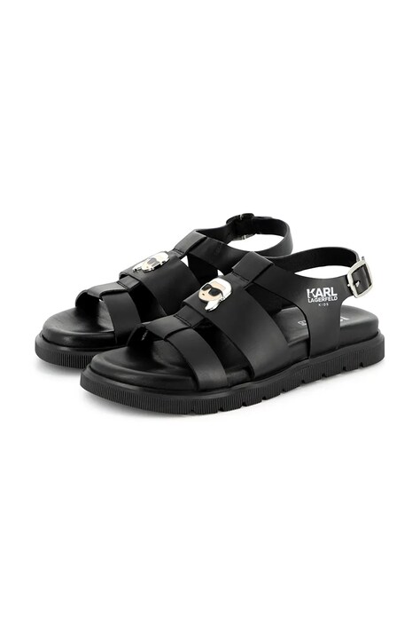 Karl Lagerfeld sandale din piele pentru copii culoarea negru, Z30372