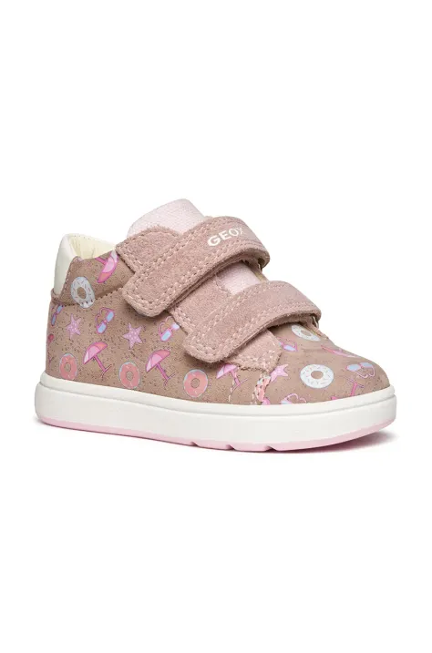 Geox sneakers de piele întoarsă pentru copii BIGLIA culoarea roz, B044CC.00720