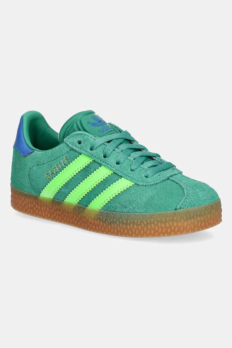 Dětské semišové sneakers boty adidas Originals GAZELLE zelená barva, JP7132