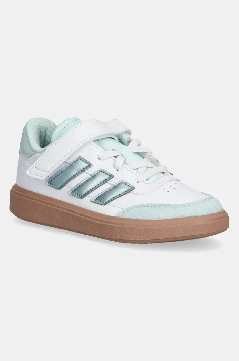 Otroške usnjene superge adidas COURTBLOCK bela barva, JH8569