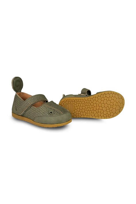 Дитячі шкіряні балетки Donsje Langu Shoes Chameleon колір зелений 1502001