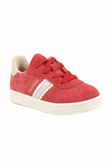 Primigi sneakers de piele întoarsă pentru copii culoarea roșu, PYM 79040