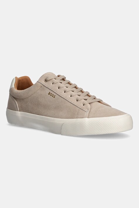BOSS sneakers din piele intoarsă Aiden culoarea bej, 50536521