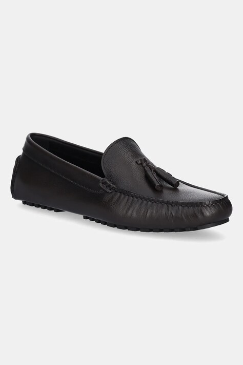 BOSS mocasini de piele Driver barbati, culoarea maro, 50530989