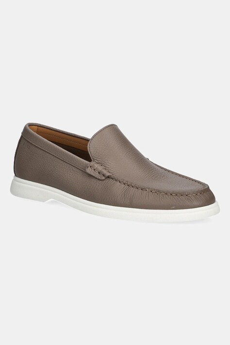 BOSS mocasini de piele Sienne barbati, culoarea maro, 50536173