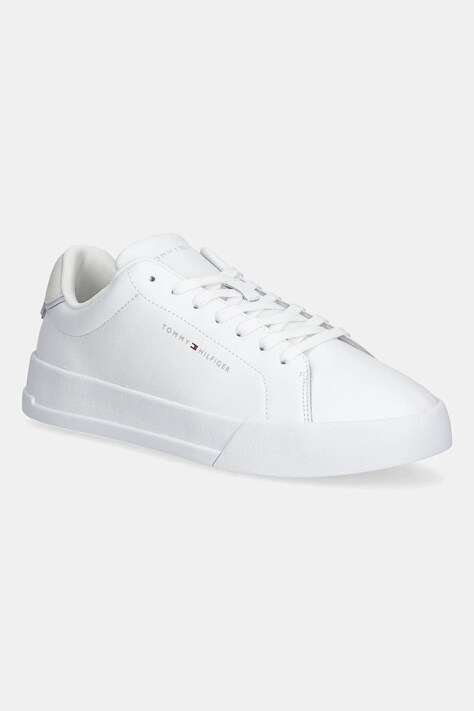 Tommy Hilfiger sneakersy skórzane TH COURT LTH DETAIL ESS kolor biały FM0FM05367