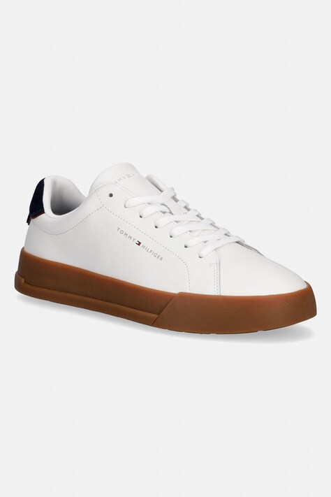 Tommy Hilfiger TH COURT LTH DETAIL ESS sneakersy męskie skórzane białe FM0FM05367