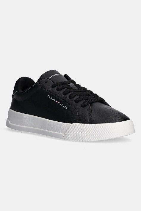 Tommy Hilfiger sneakersy skórzane TH COURT LTH DETAIL ESS kolor czarny FM0FM05367