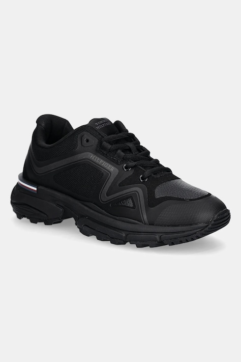 Tommy Hilfiger sneakers M RUNNER TECH KNIT LTH MIX culoarea negru, FM0FM05344