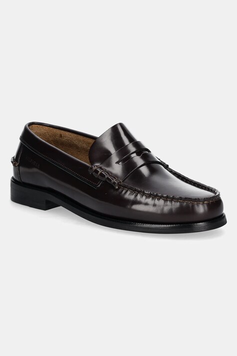 Δερμάτινα μοκασίνια Tommy Hilfiger CLASSIC HILFIGER LEATHER LOAFER χρώμα: καφέ, FM0FM05362