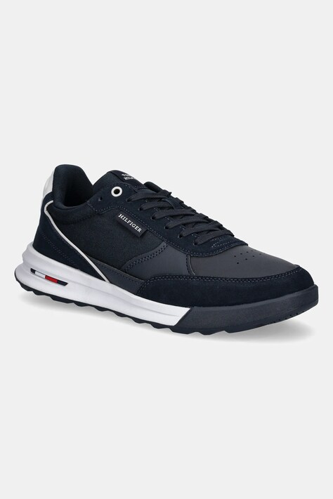 Tommy Hilfiger sneakers din piele RETRO RUNNER MIX RWB culoarea albastru marin, FM0FM05371