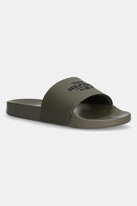 Шльопанці Tommy Hilfiger EMBROID HILFIGER 85 POOL SLIDE чоловічі колір зелений FM0FM05342