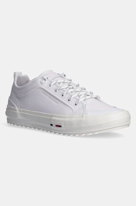 Кожаные кроссовки Tommy Hilfiger TH HI VULC CLEAT LOW LTH цвет белый FM0FM05452