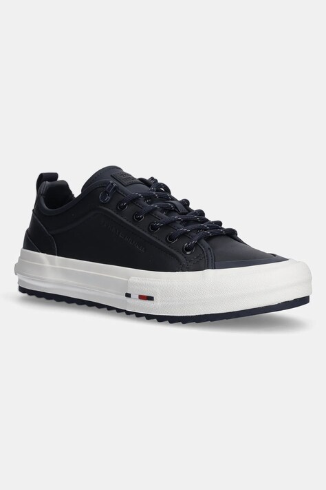 Tommy Hilfiger sneakers din piele TH HI VULC CLEAT LOW LTH culoarea bleumarin, FM0FM05452