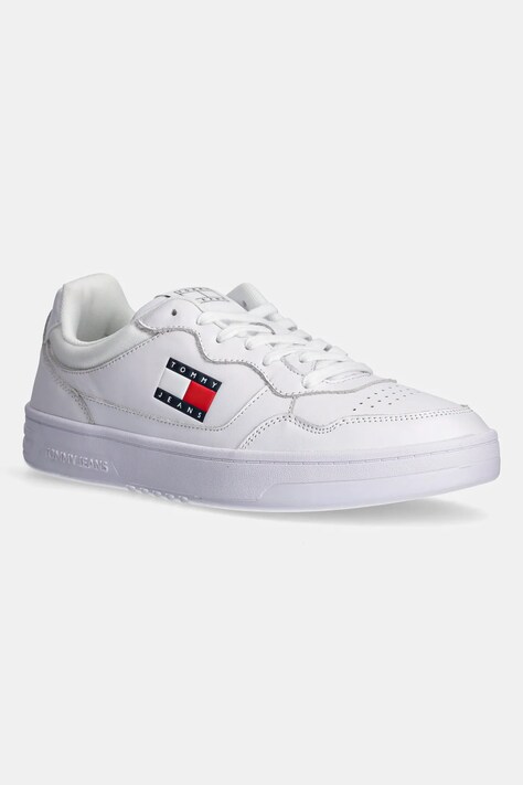 Kožené sneakers boty Tommy Jeans TJM CUPSOLE LEATHER ESS černá barva, EM0EM01443