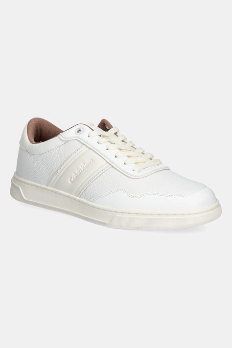 Calvin Klein sneakers LOW TOP LACE UP LOGO culoarea alb, HM0HM01653